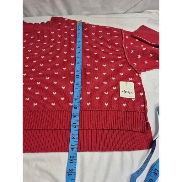 Free People Cropped Sweater Women's Size M Red Easy Street Patterned Boxy (52) - Picture 6 of 8